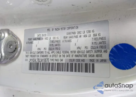 2020 Mazda Mx-5 Miata Rf Club из США, поврежденный, VIN JM1NDAL76L0418575